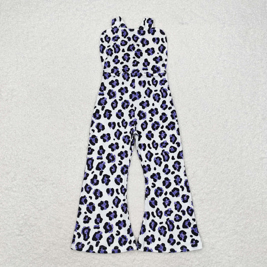 rts no moq SR1932 Purple leopard print white suspender jumpsuit