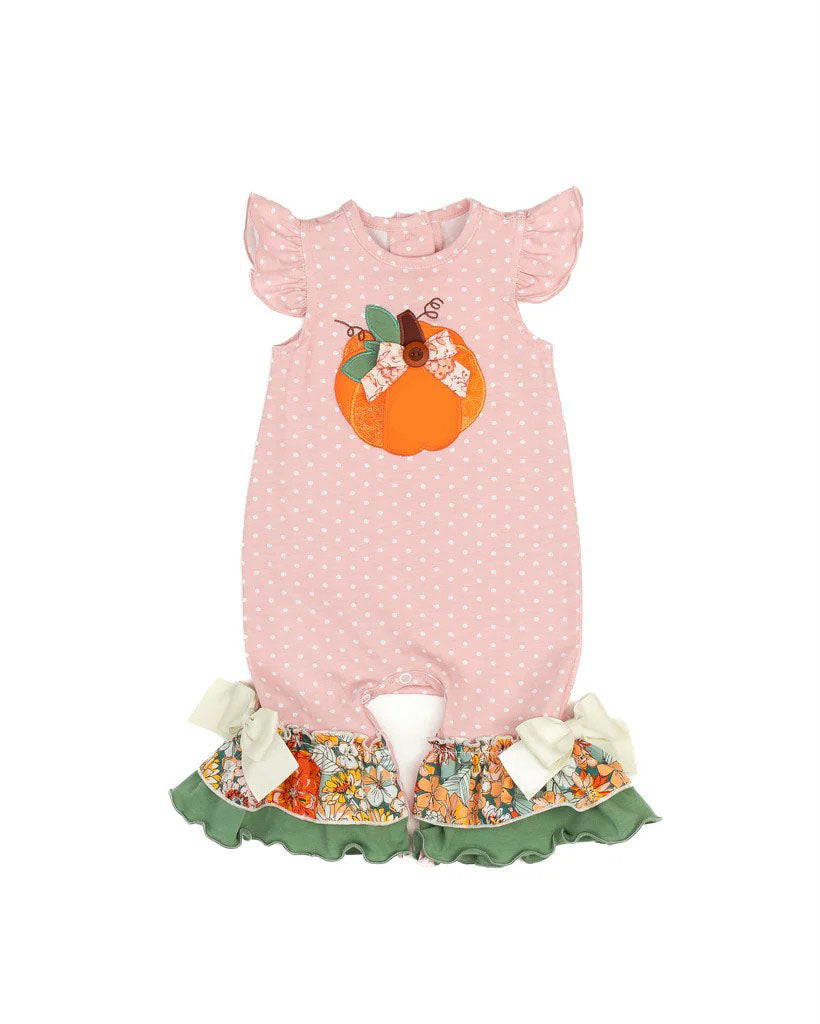 no moq sales SR1947 pre-order baby girls clothes pumpkin orange flying sleeve Romper-2024.8.9