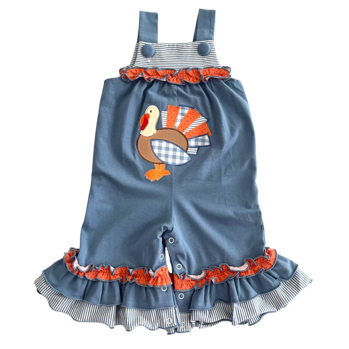 no moq sales SR1952 pre-order baby girls clothes turkey navy blue suspender Romper-2024.8.9