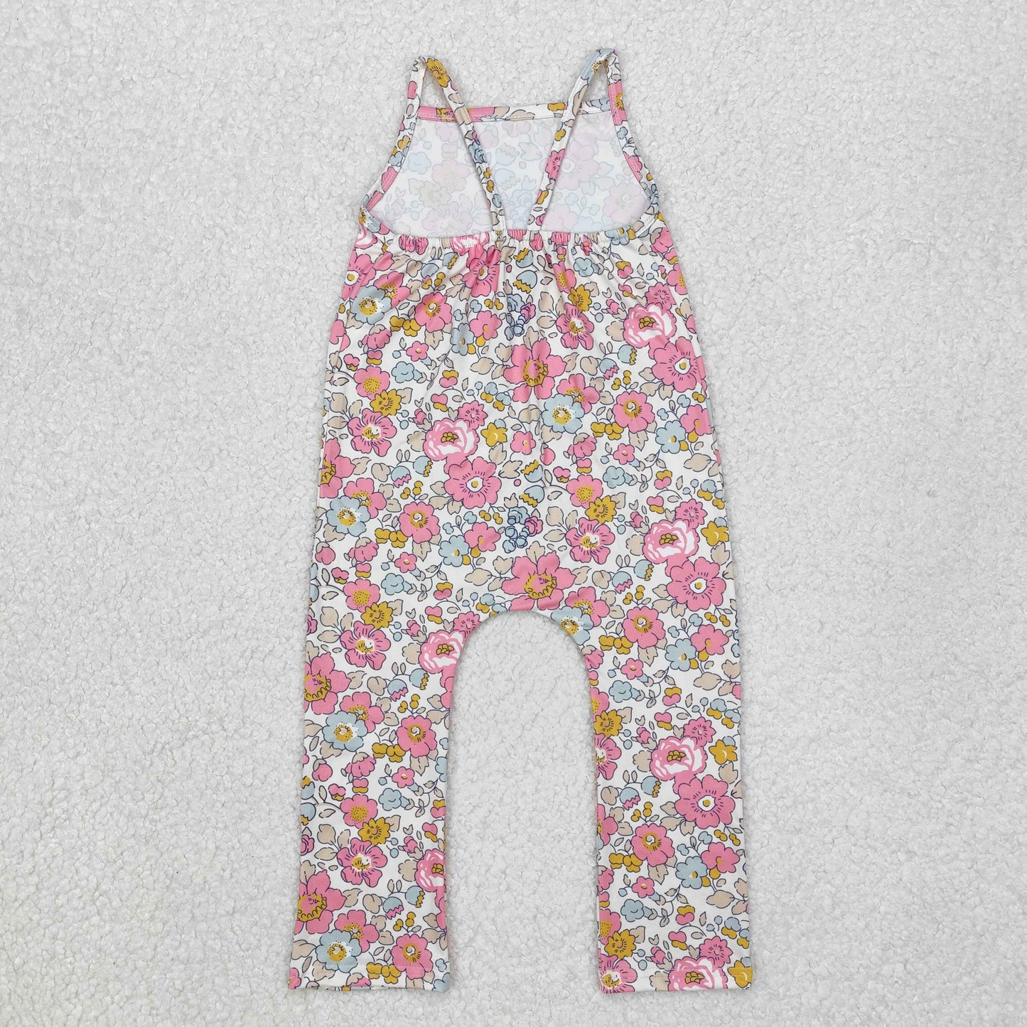 RTS NO MOQ ETA 5/7days Arrived SR1982 Pink flower beige sleeveless jumpsuit