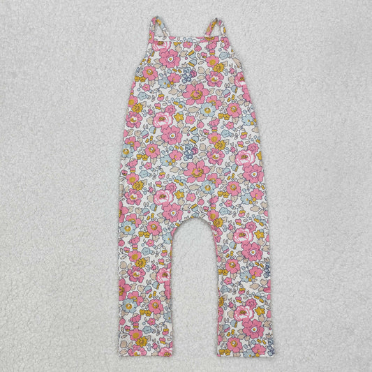 RTS NO MOQ ETA 5/7days Arrived SR1982 Pink flower beige sleeveless jumpsuit