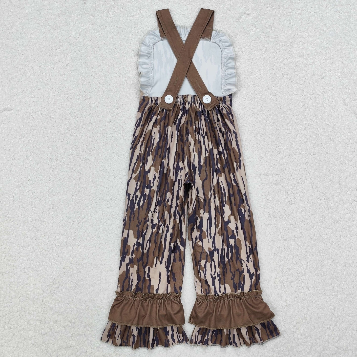 RTS NO MOQ Sibling Baby Boys and Girls Brown Camouflage OverallsJumpsuits