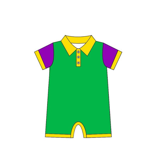 no moq sales SR2036 pre-order baby boys clothes green and yellow short sleeve Romper-2024.10.8