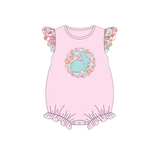 no moq sales SR2054 pre-order baby girls clothes easter pink flying sleeve Romper-2024.10.12