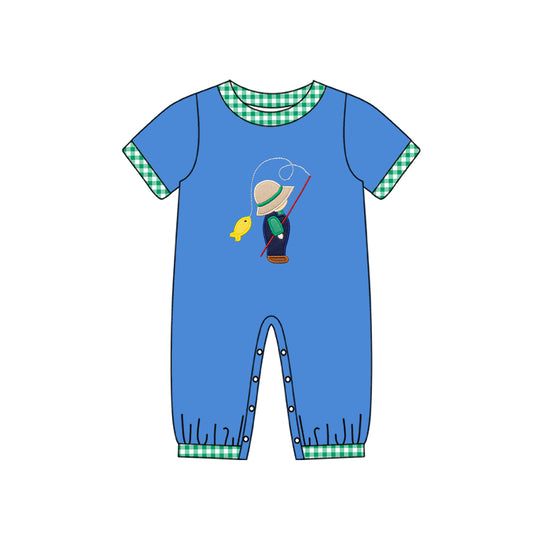 no moq sales SR2061 pre-order baby boy clothes blue short sleeve Romper-2024.10.15