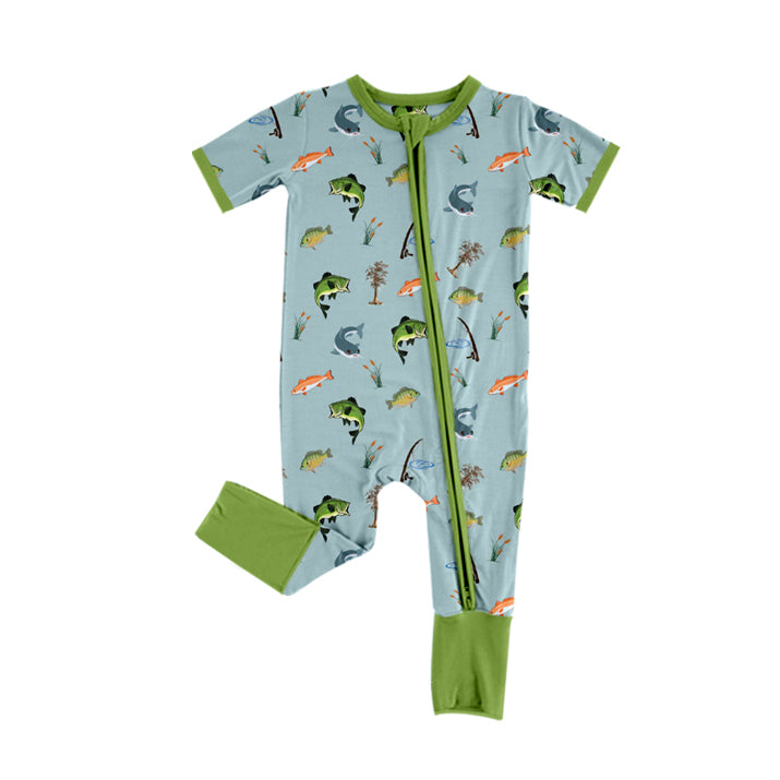 no moq sales SR2064 pre-order baby boys clothes fishing short sleeve Romper-2024.10.15