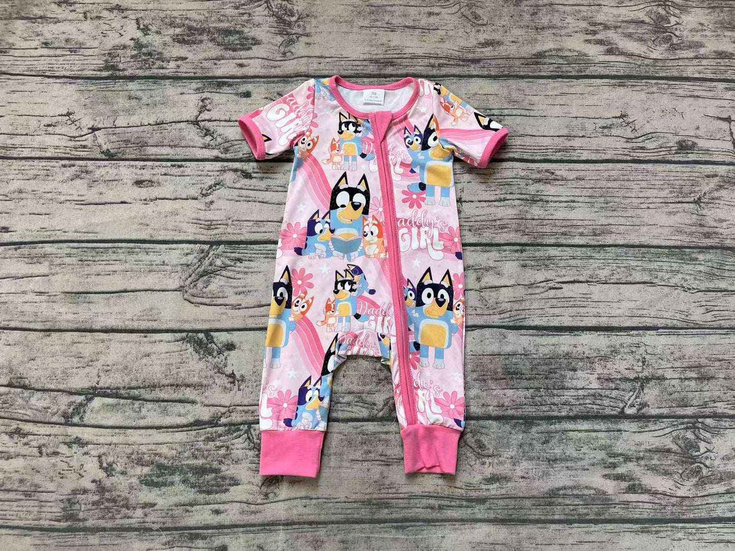 no moq sales SR2105 pre-order baby girls clothes cartoon dog pink short sleeve Romper