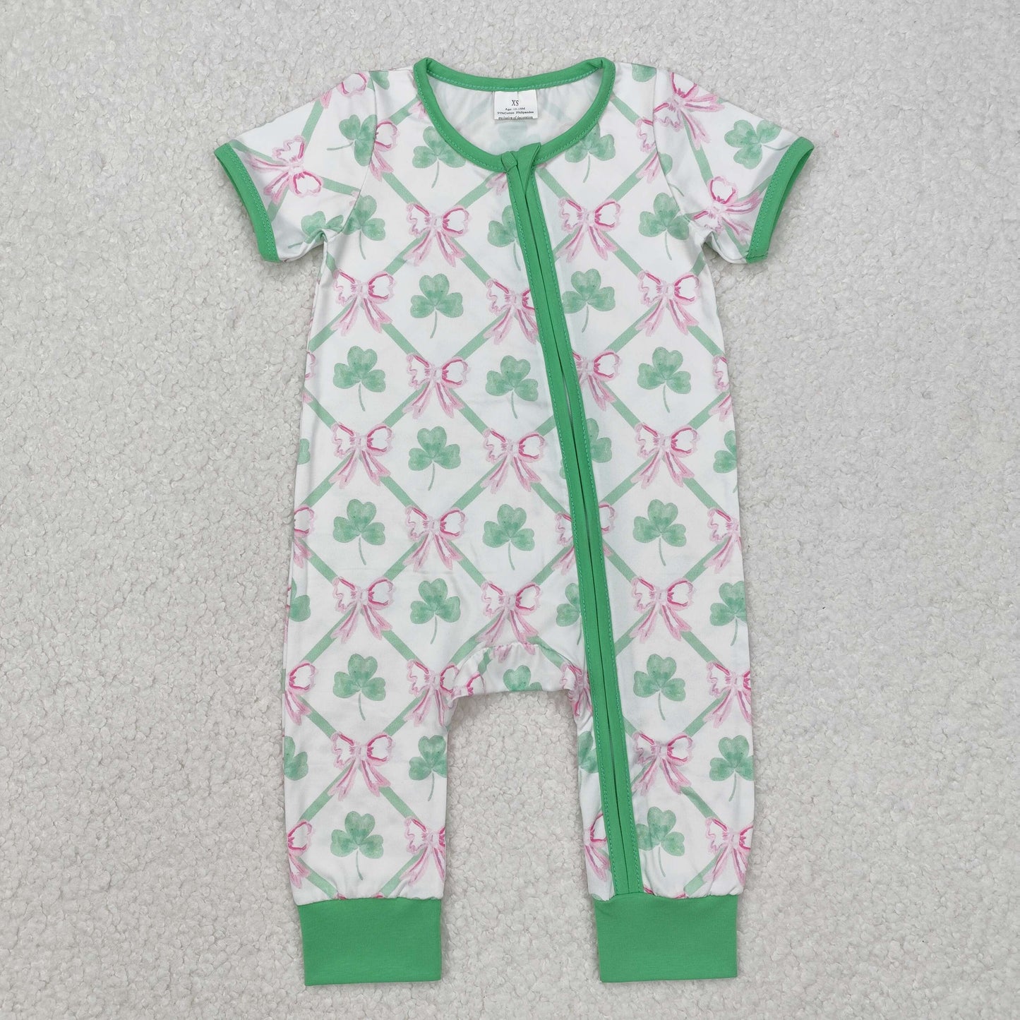 RTS NO MOQ Girls St. Patrick's Four Leaf Clover Short Sleeve shirt pants clothing set and romper and dress