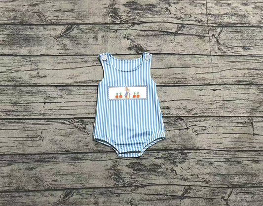 no moq sales SR2145 pre-order baby boys clothes embroidery easter blue vest Romper