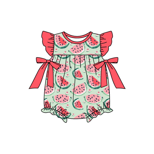 no moq sales SR2181 pre-order baby girls clothes watermelon flying sleeve Romper-2024.11.5