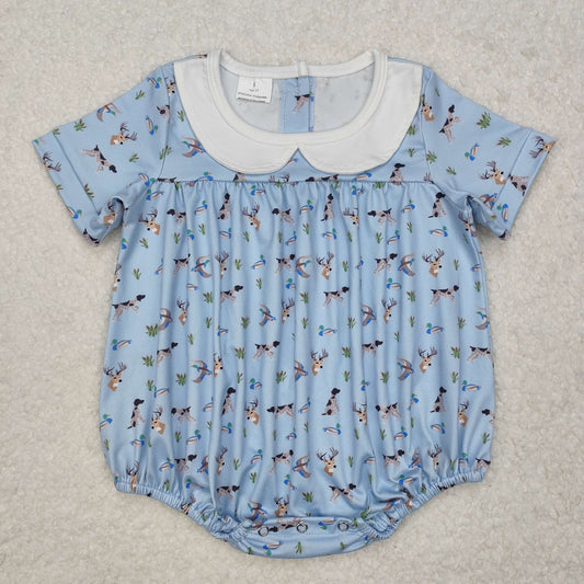 RTS NO MOQ ETA 5/7days arrived SR2275 duck deer puppy doll collar blue short-sleeved jumpsuit