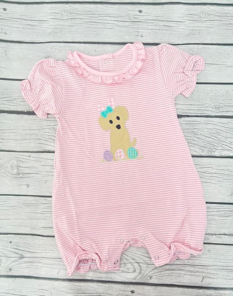 no moq sales SR2290 pre-order baby girls clothes puppy pink short sleeve Romper-2024.11.18