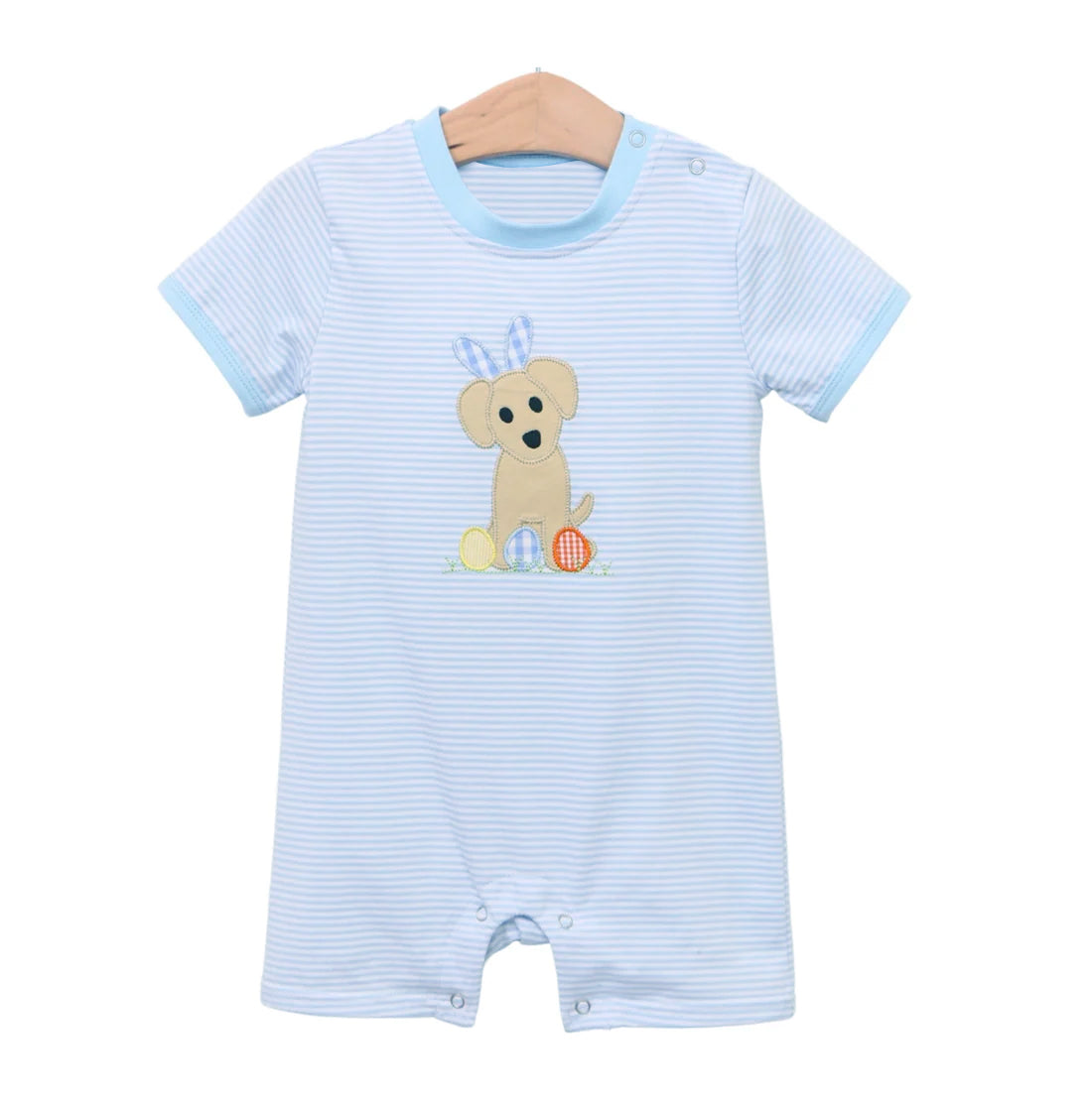 no moq sales SR2291 pre-order baby boys clothes dog blue short sleeve Romper-2024.11.18