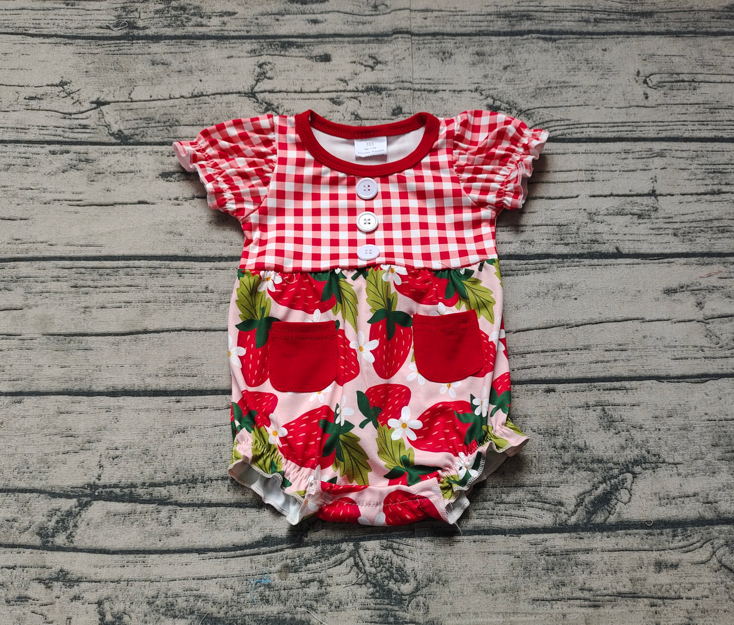 no moq sales SR2307 pre-order baby girls clothes strawberry red short sleeve Romper