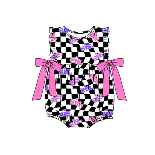 no moq sales SR2316 pre-order baby girls clothes SIS pink sleeveless Romper-2024.11.22