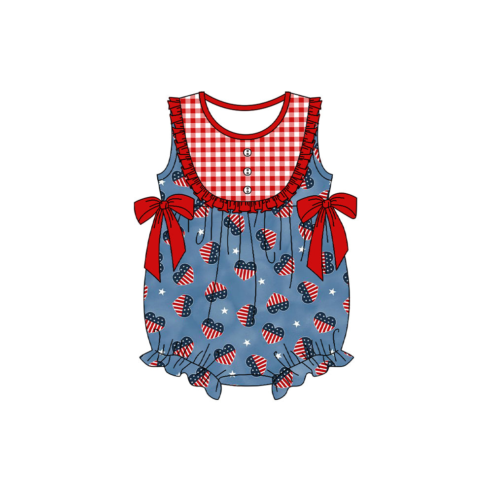 no moq sales SR2328 pre-order baby girls clothes 4th of july love sleeveless Romper-2024.11.23