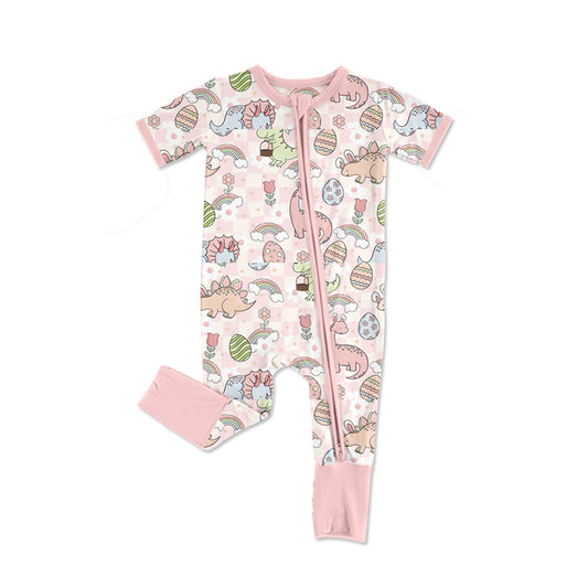 no moq sales SR2343 pre-order baby girls clothes dinosaur short sleeve Romper-2024.11.27