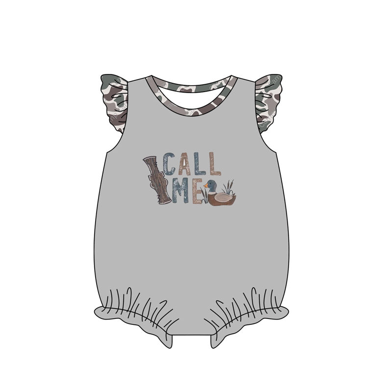 no moq sales SR2348 pre-order baby girls clothes CALL ME gray sleeveless Romper-2024.11.28