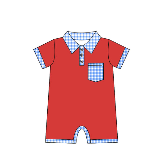 no moq sales SR2352 pre-order baby boy clothes red short sleeve Romper-2024.11.29