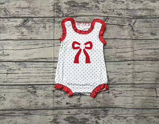 no moq sales SR2376 pre-order baby girls clothes embroidery bow sleeveless Romper