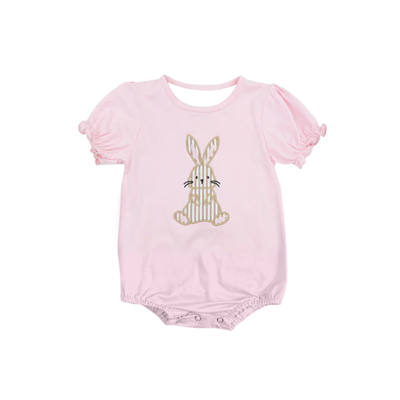 no moq sales SR2405 pre-order baby girls clothes easter pink short sleeve Romper-2024.12.6