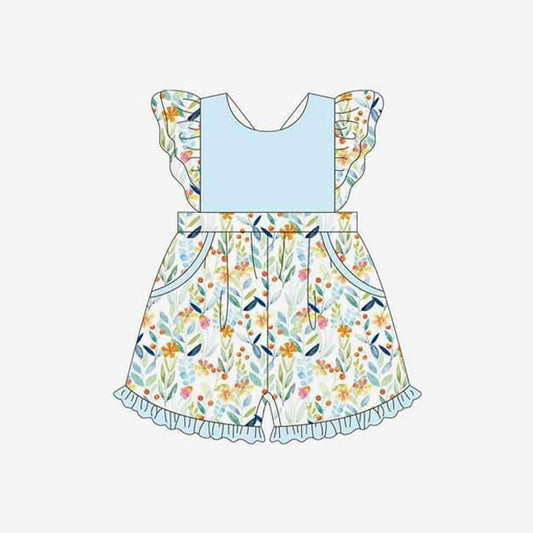 no moq SR2416 PRE-ORDER baby girl clothes floral flying sleeve jumpsuit- 2024.12.7