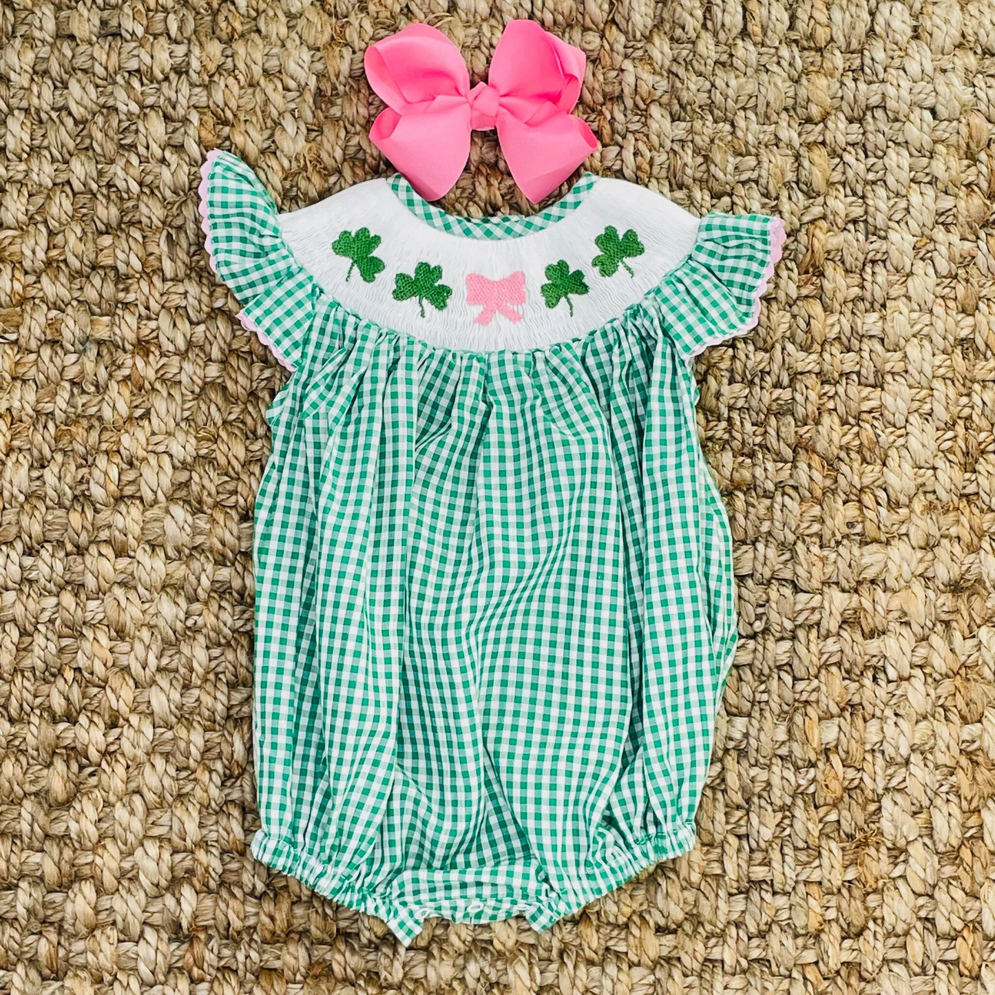 no moq sales SR2423 pre-order baby girls clothes puppy green flying sleeve Romper-2024.12.10