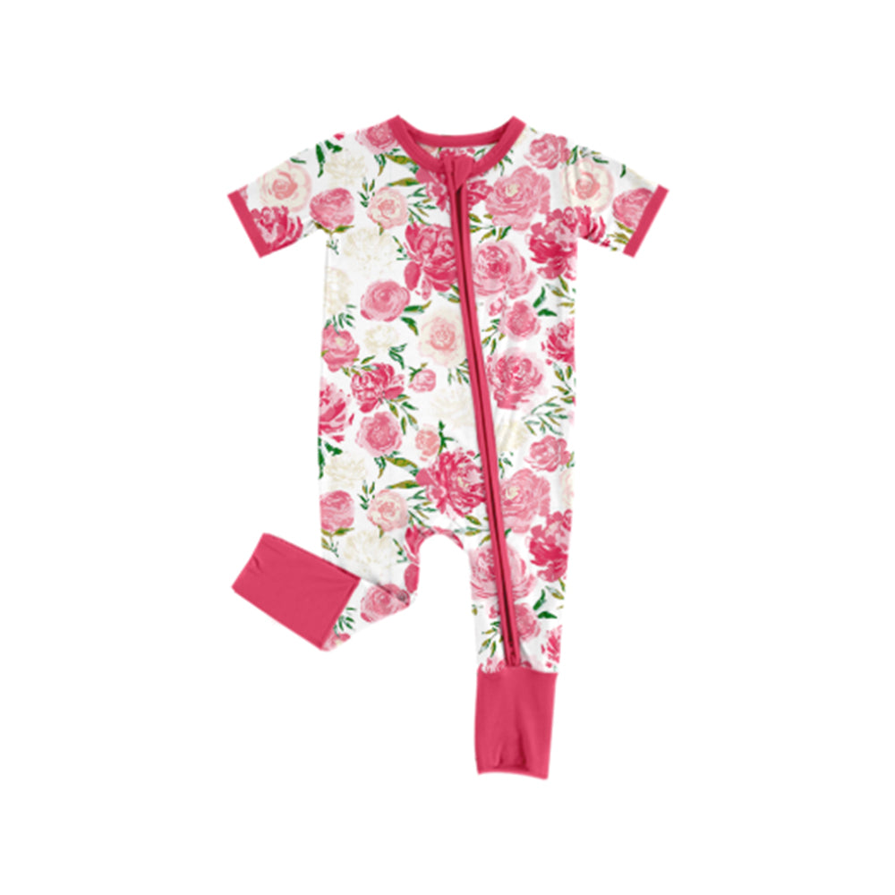 no moq sales SR2437 pre-order baby girls clothes floral short sleeve Romper-2024.12.11