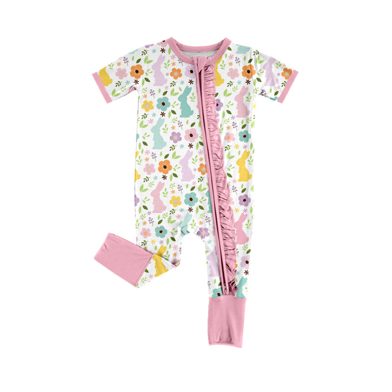 no moq sales SR2439 pre-order baby girls clothes floral short sleeve Romper-2024.12.12