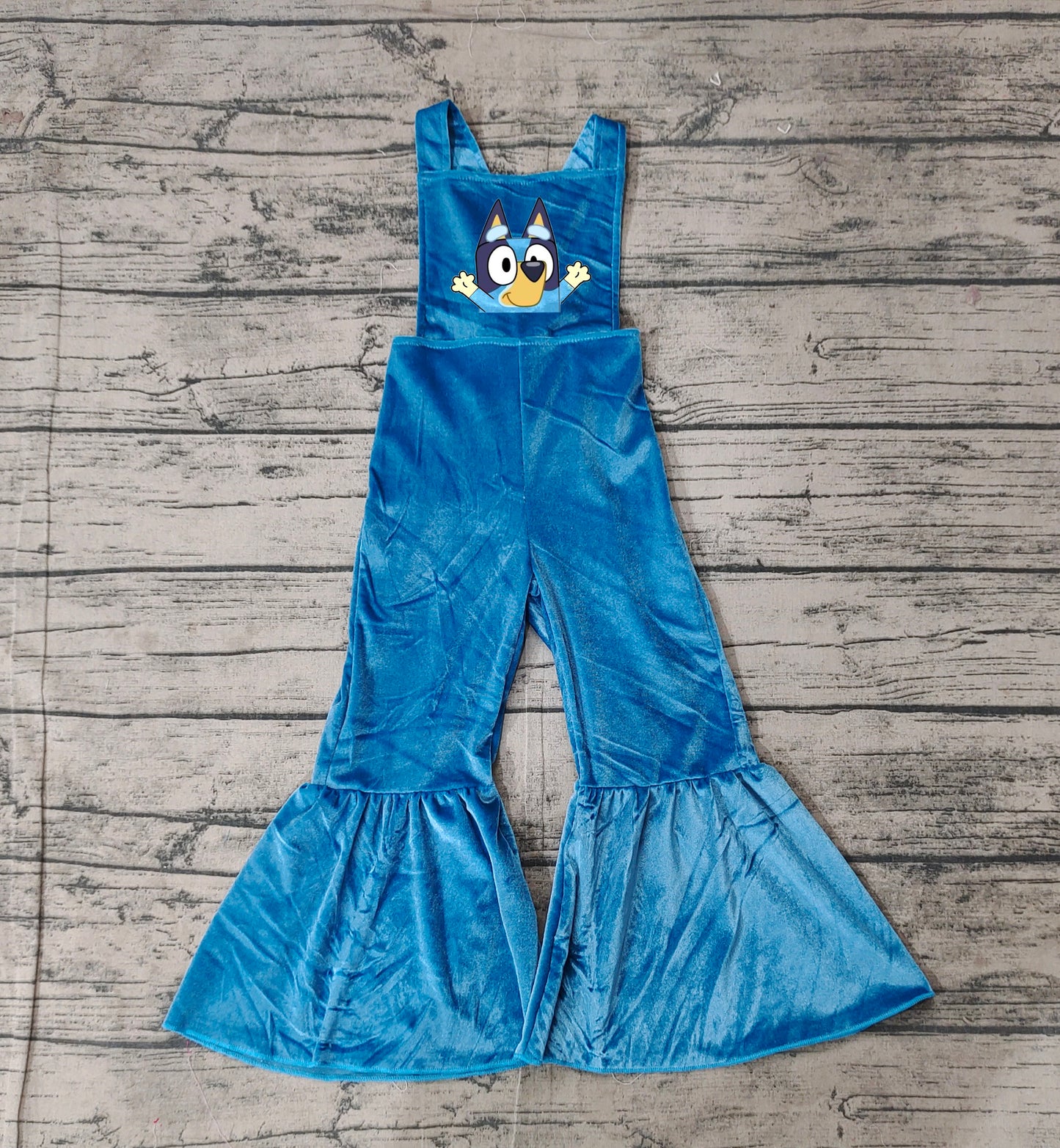 NO MOQ sales SR2445 pre-order baby girls clothes cartoon dog blue suspender jumpsuit