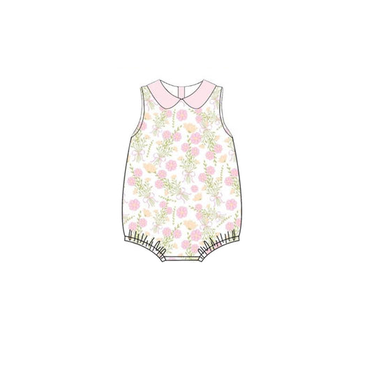 no moq sales SR2449 pre-order baby girls clothes floral sleeveless Romper-2024.12.13