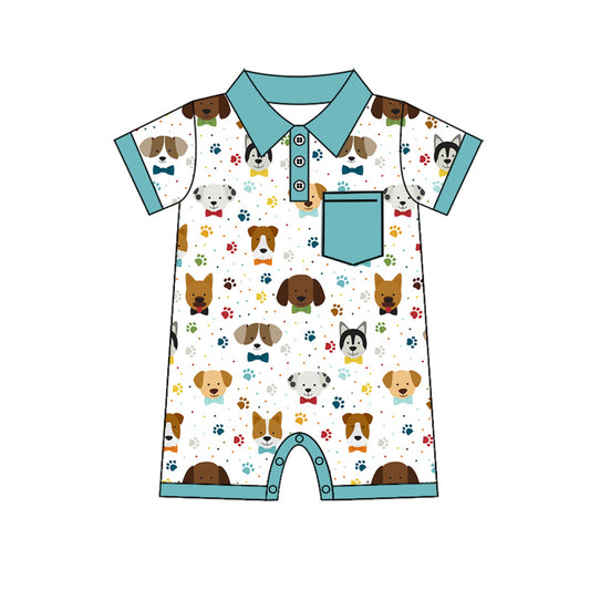 no moq sales SR2457 pre-order baby boys clothes puppy short sleeve Romper-2024.12.14