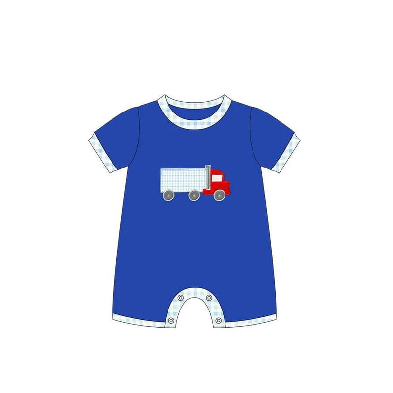 no moq sales SR2458 pre-order baby boys clothes blue short sleeve Romper-2024.12.14