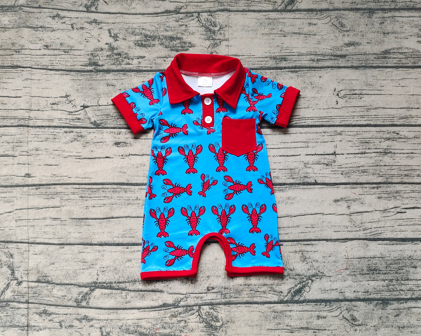 no moq sales SR2460 pre-order baby boys clothes crayfish short sleeve Romper