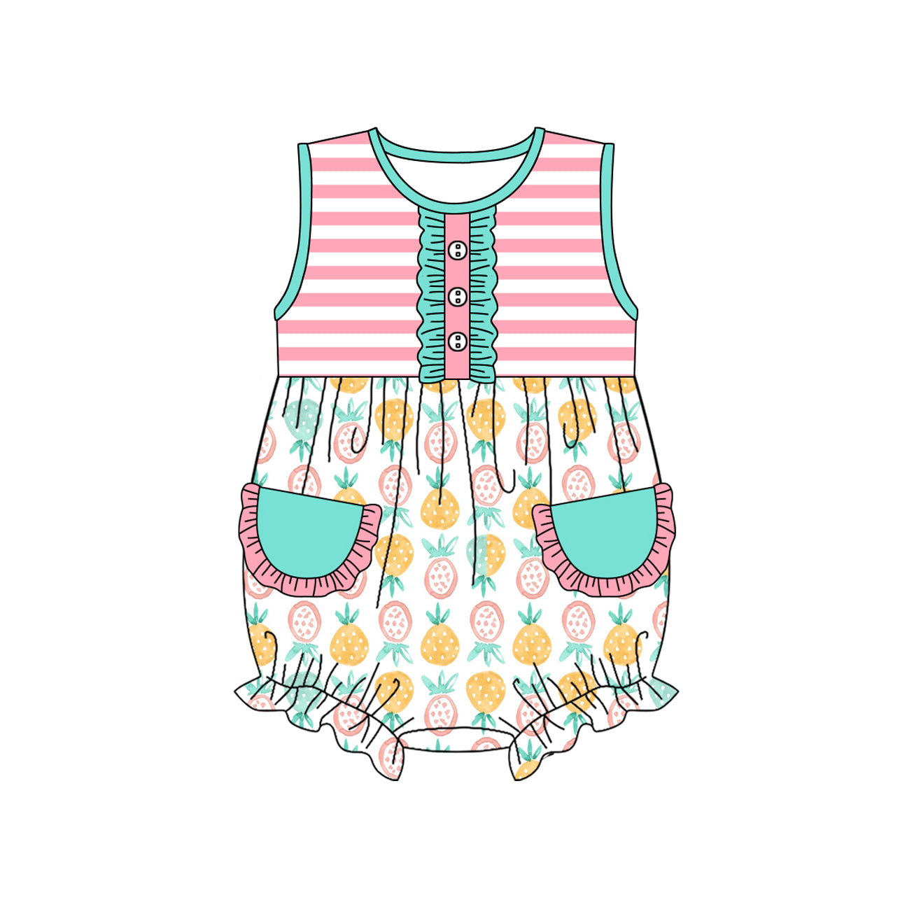 no moq sales SR2462 pre-order baby girls clothes lemon sleeveless Romper-2024.12.15