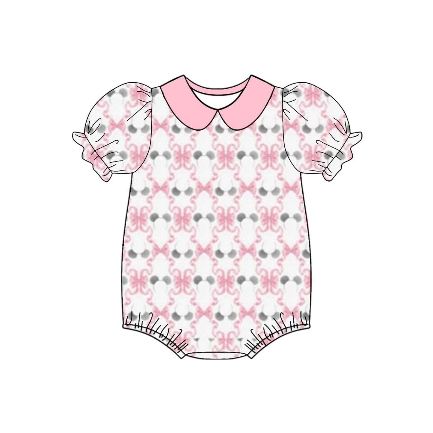 no moq sales SR2468 pre-order baby girls clothes bow pink short sleeve Romper-2024.12.18