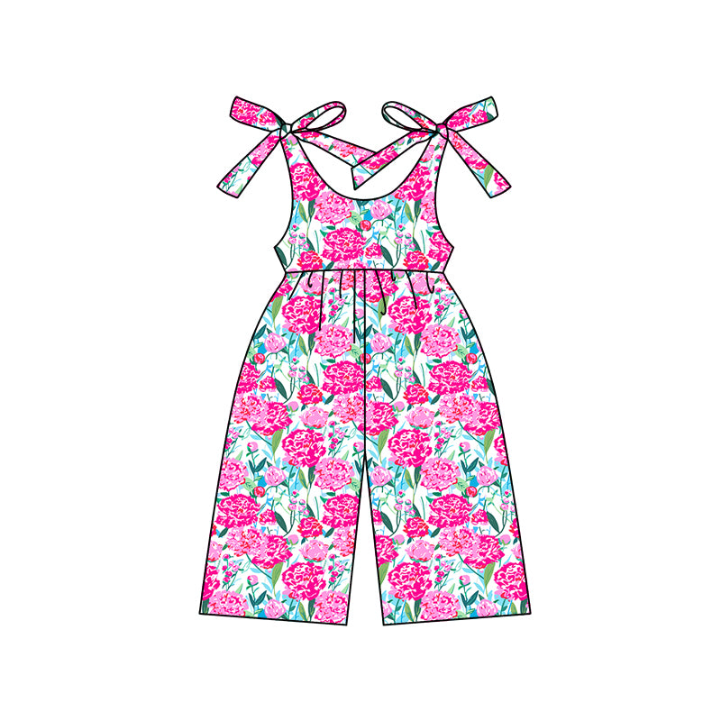 no moq SR2475 pre-order baby girls clothes floral suspender jumpsuit-2024.12.19