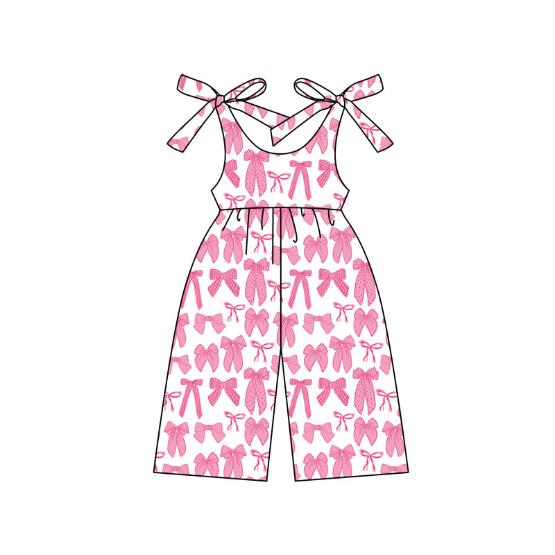 no moq SR2478 pre-order baby girls clothes bow pink suspender jumpsuit-2024.12.20