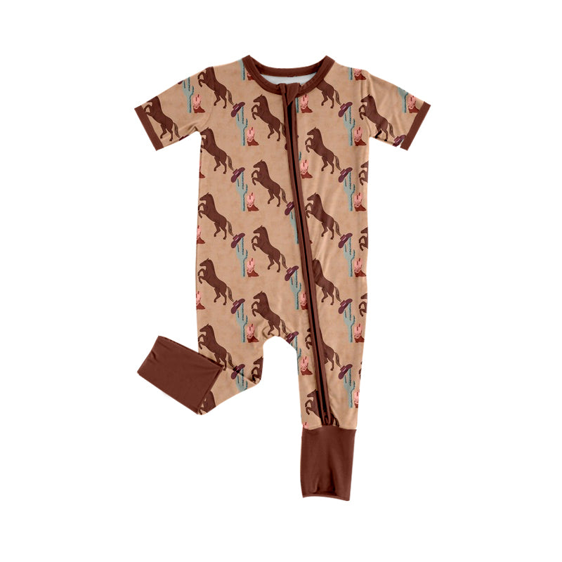 no moq sales SR2487 pre-order baby boys clothes horse short sleeve Romper-2024.12.21