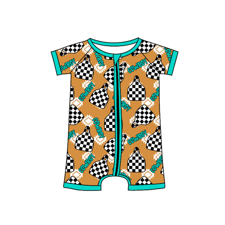 no moq sales SR2489 pre-order baby boys clothes cowboy short sleeve Romper-2024.12.21