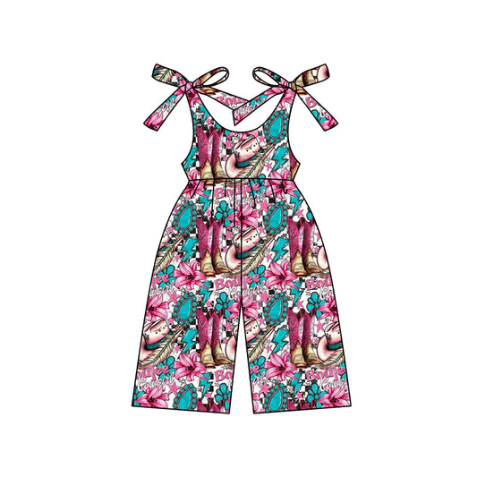 no moq SR2493 pre-order baby girls clothes boots floral suspender jumpsuit-2024.12.23