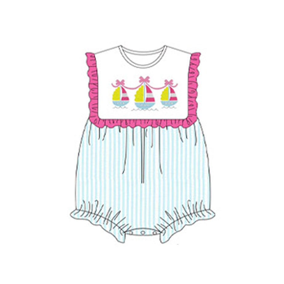 no moq sales SR2508 pre-order baby girl clothes boat sleeveless Romper-2024.12.24