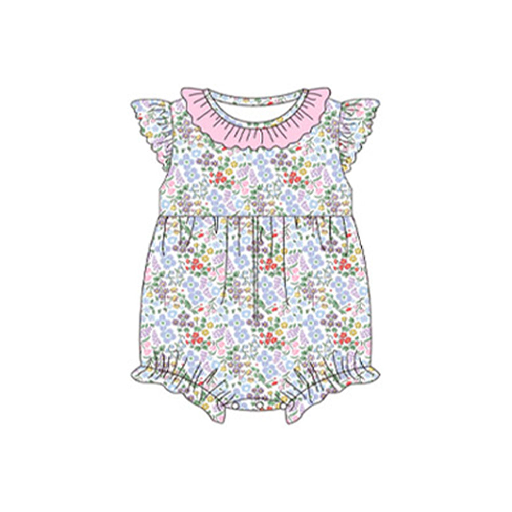 no moq sales SR2512 pre-order baby girl clothes floral flying sleeve Romper-2024.12.24