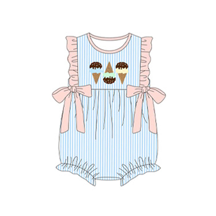 no moq sales SR2515 pre-order baby girl clothes ice cream flying sleeve Romper-2024.12.24