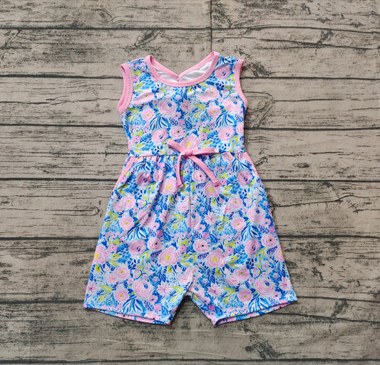 no moq SR2521 pre-order baby girls clothes floral sleeveless jumpsuit