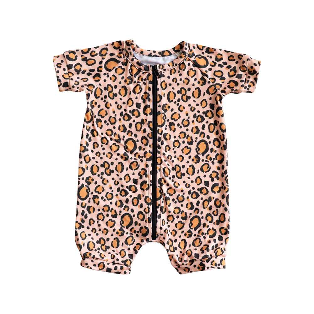 no moq sales SR2533 pre-order baby girl clothes leopard short sleeve Romper-2024.12.26