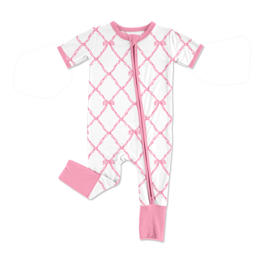 no moq sales SR2535 pre-order baby girl clothes bow short sleeve Romper-2024.12.27