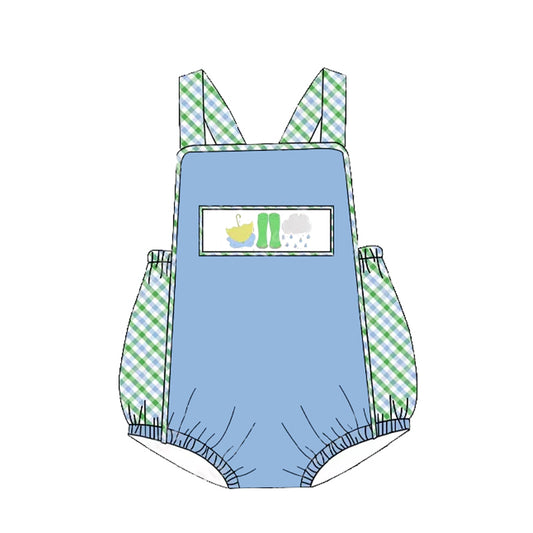 no moq sales SR2540 pre-order baby boys clothes easter blue sleeveless Romper-2024.12.27