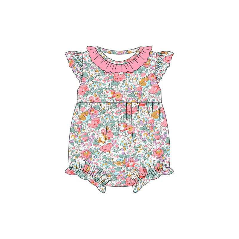 no moq sales SR2557 pre-order baby girl clothes floral short sleeve Romper-2024.12.28