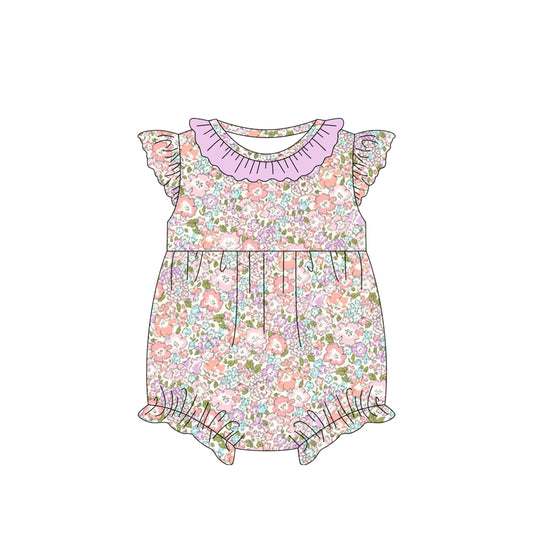 no moq sales SR2558 pre-order baby girl clothes floral short sleeve Romper-2024.12.28